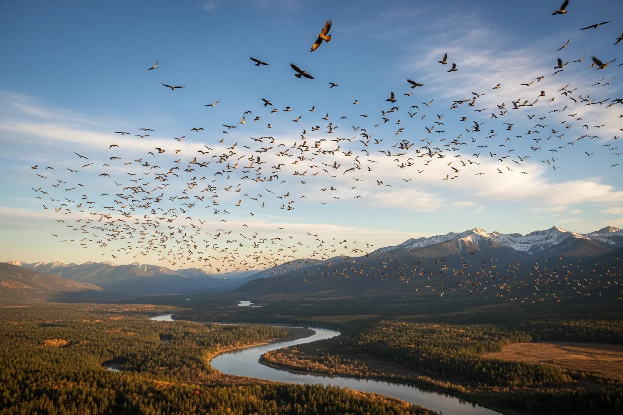 Professional image illustrating The Migration Patterns of Birds of Prey