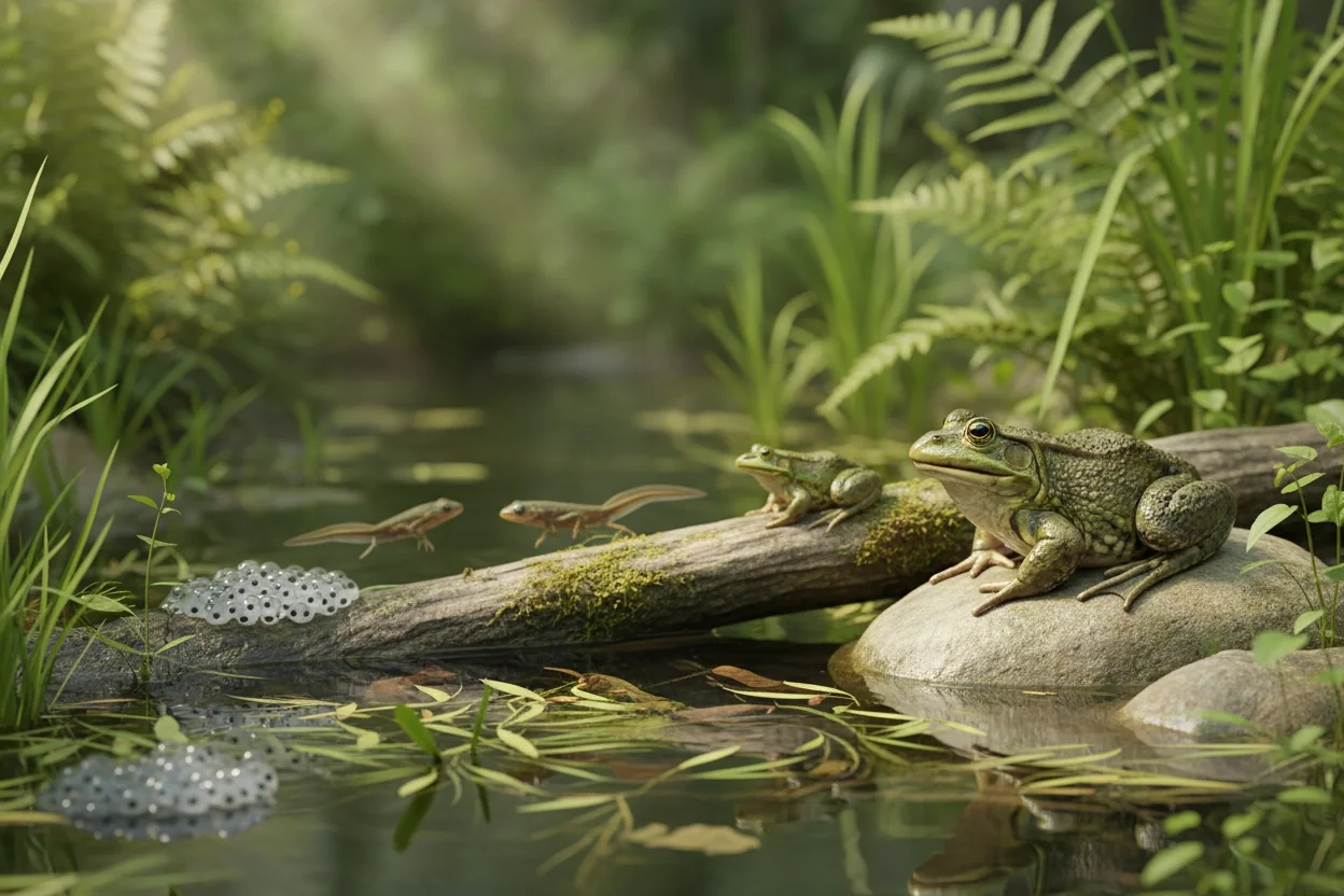 Professional image illustrating The Life Cycle of Amphibians